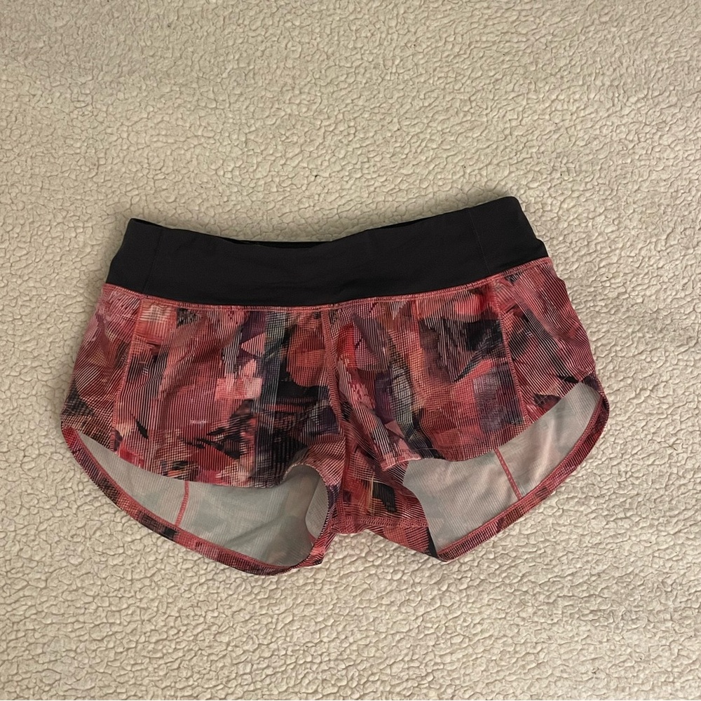Lululemon Pink and Black Shorts Size 2, 2.5”